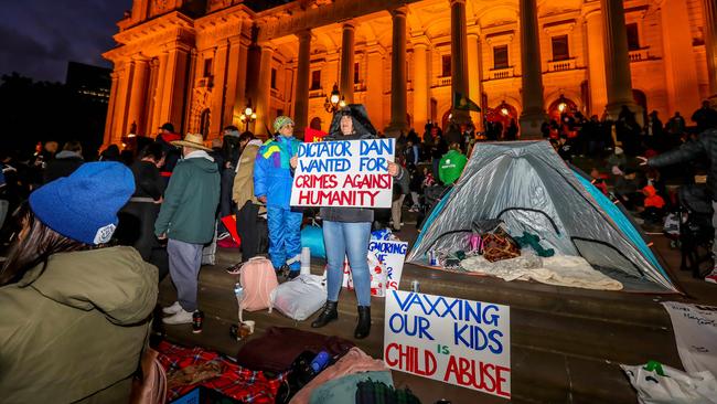 Anti-vaxxers were among the demonstrators. Picture: Tim Carrafa