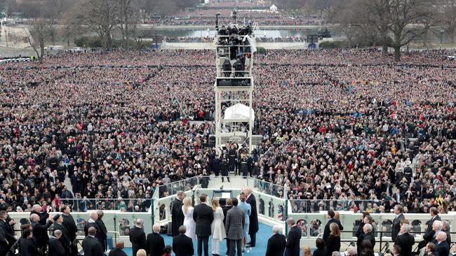 Donald Trump’s 2017 inaugural fund received donations of $US1m or more from 18 companies. Picture: Scott Olson/AFP