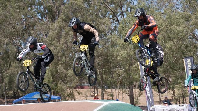 Action from the Queensland BMX championships at Ipswich's Willey Park circuit. Picture: Gary Reid