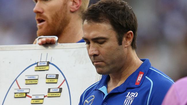 AFL. Round 3. 07/04/2019.  Hawthorn v North Melbourne at the MCG.   Brad Scott, senior coach of the Kangaroos at 3/4 time   . Pic: Michael Klein.