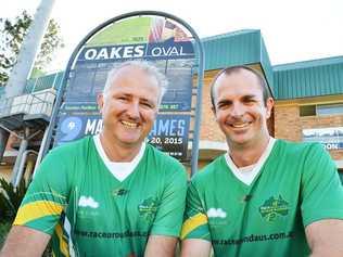 Race Around Australia 2 Manager Dave Lees and runner Dave Alley at Oakes Oval, where Dave's 14,000km run around Australia will begin this Sunday. Photo Contributed. Picture: Contributed