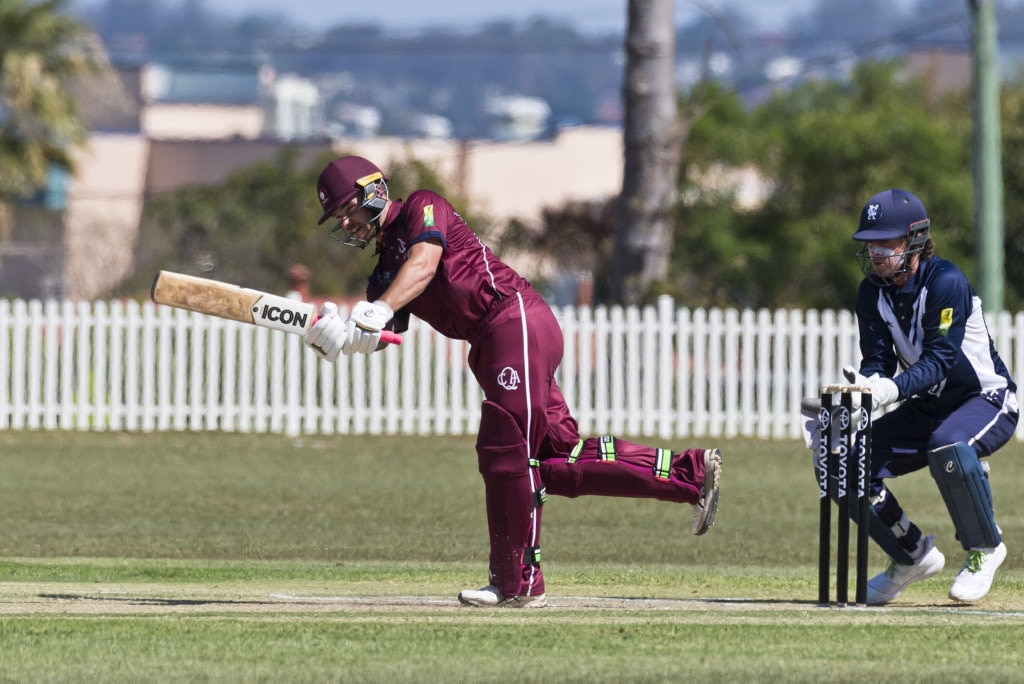 Mitchell English bats for Queensland against Victoria in Australian Country Cricket Championships round two at Rockville Oval, Friday, January 3, 2020. Picture: Kevin Farmer