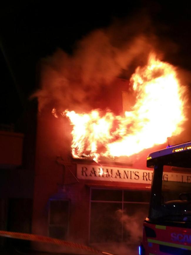 Shop at Newcastle West, Parry Street, went up in flames Monday July 27. Credit: NSW Fire and Rescue