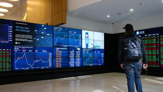 SYDNEY, AUSTRALIA  - Newswire Photos  AUGUST 08 2023: A view of the digital boards at the Australian Stock Exchange in Sydney. Picture NCA Newswire/ Gaye Gerard