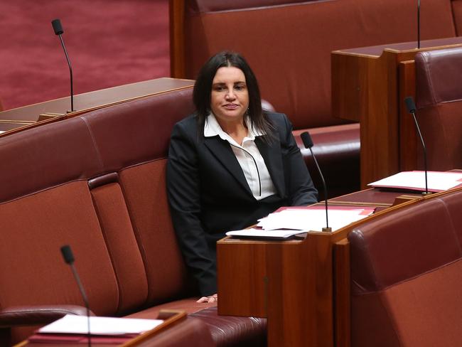 Senator Jacqui Lambie in the Senate Chamber at Parliament House in Canberra. Picture Kym Smith