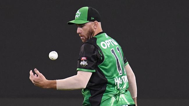 John Hastings drops a catch against the Heat. Picture: AAP