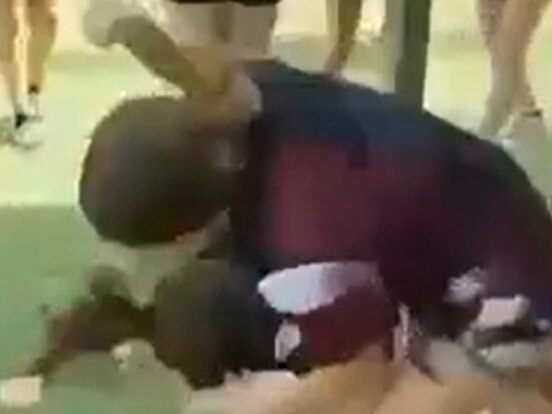 Confronting video shows a 13-year-old girl being bashed at a rural Darwin school in a violent attack. Picture: Supplied