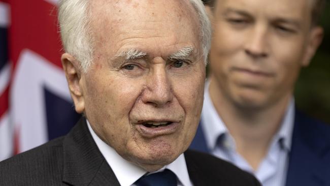 Former PM John Howard made the comments to reporters in Brisbane. Picture: NewsWire / Sarah Marshall