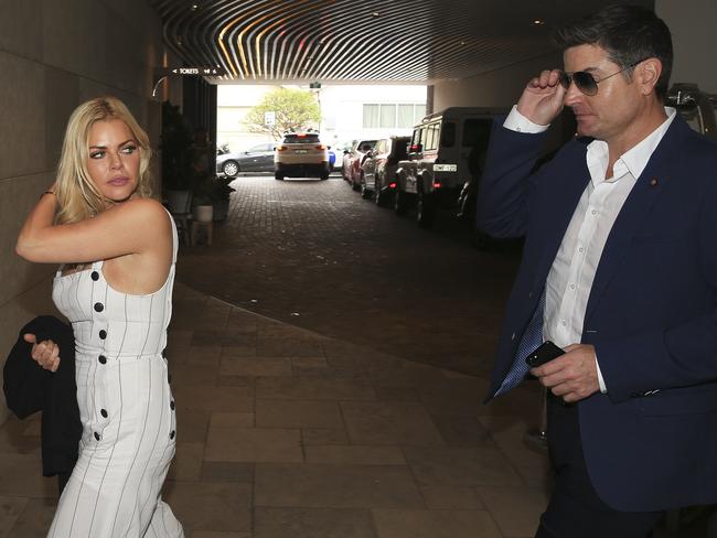 Sophie Monk arrives at QT Bondi with new partner Stu Landy. Picture: Dylan Robinson