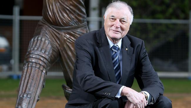 Renowned businessman and philanthropist Basil Sellers, pictured in 2013 after releasing details of the football and cricket greats to be recognised at Adelaide Oval. Picture: SIMON CROSS