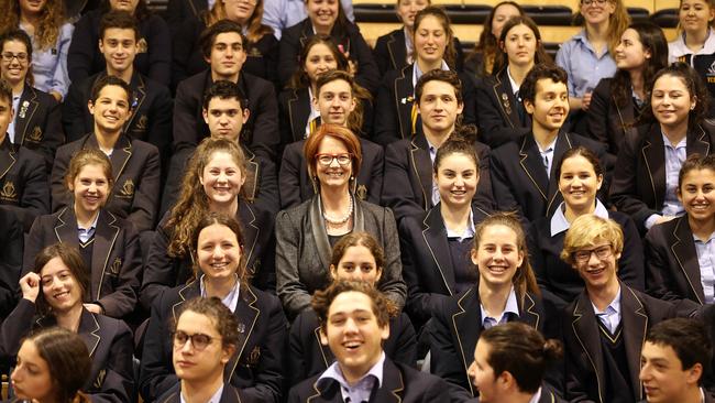 Former PM and Labor education minister Julia Gillard on a school visit in 2015. Picture: Janine Eastgate