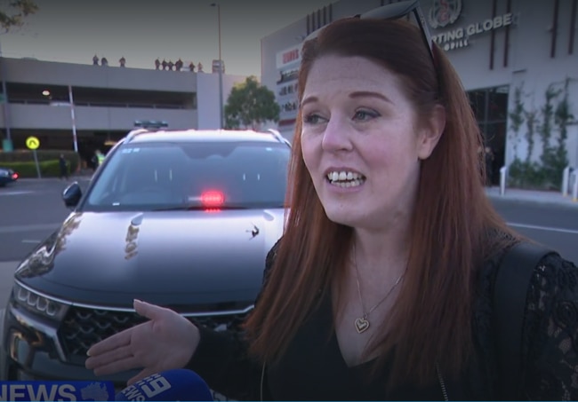 Shoppers react to horror machete lockdown. Picture: Channel 9