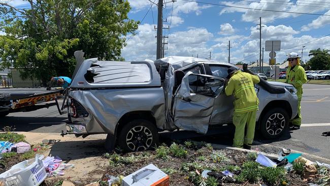 One of the vehicles involved in the smash at the Derby and Denison streets intersection on February 11. Photo Pam McKay.