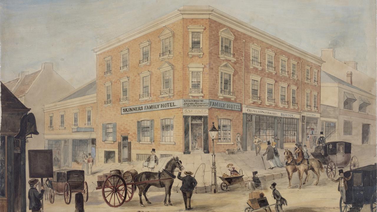 Can you imagine Sydney when its streets were dirt roads? Here is a picture of Hunter Street from the corner of George Street in the 1840s.