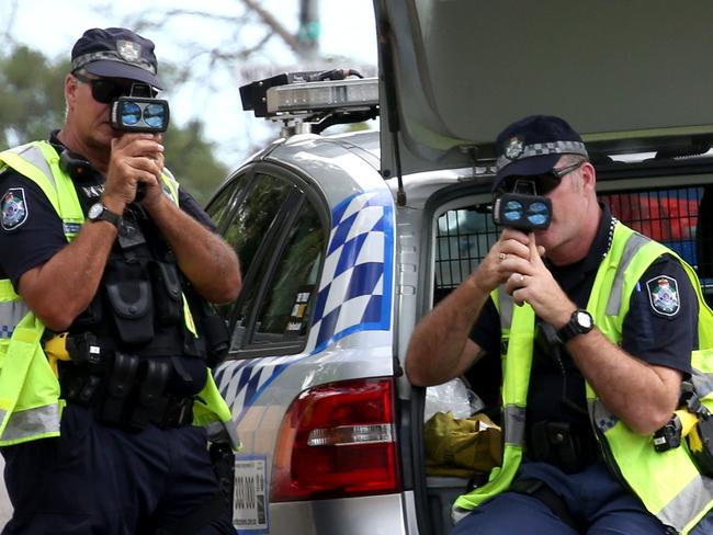 Police with speed camera parked in the no standing zone in RedlynchPICTURE: ANNA ROGERS