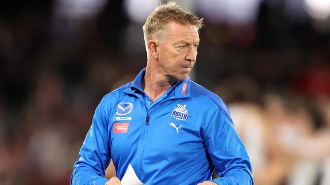 Things aren’t getting any easier for North Melbourne coach David Noble. Picture: Robert Cianflone/Getty Images