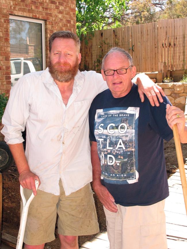 All grown up ... Gary with his ‘hero’ dad. Picture: Courtesy of Gary Ramage