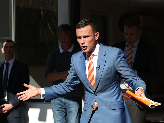 Auctioneer Damien Cooley sold the home at 11 Sturt Street in Kingsford today for 2,467,500. Picture: David swift.