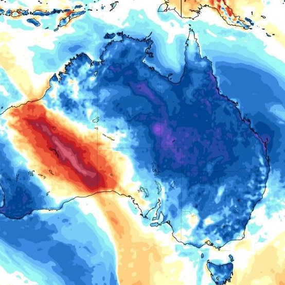 Temperatures are set to plunge across Queensland as a blast of cold air from the Antarctic sweeps eastern Australia. Picture: ozindustriesforecasting.com