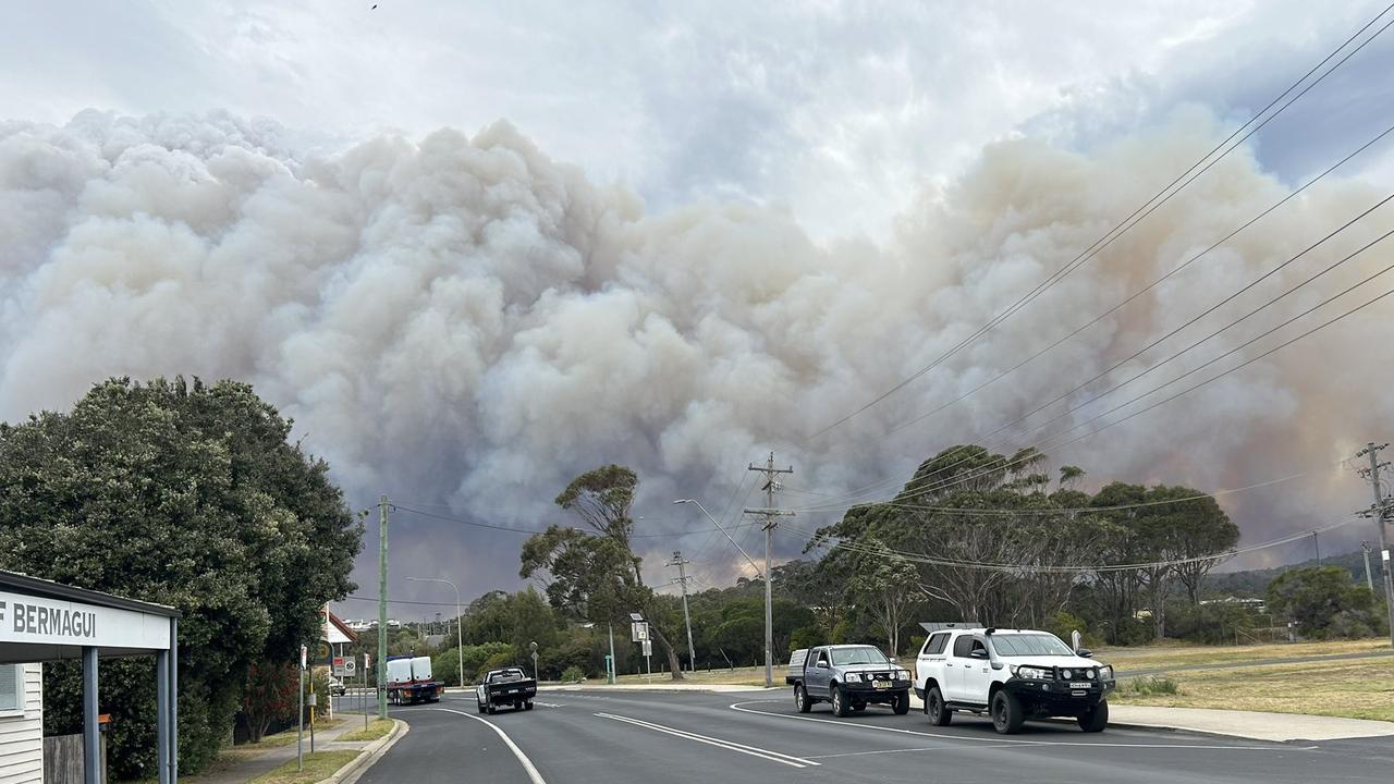 The NSW South Coast town of Bermagui and surrounding areas were told it was too late to leave on October 3. Picture: Twitter