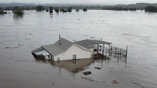 A house floating down the Manning River at Mondrook. Pic Facebook