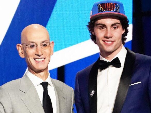 NBA Commissioner Adam Silver and Aussie NBA draftee Josh Giddey