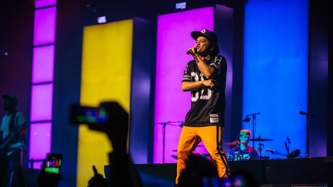 Bruno Mars on stage during his 24K Magic tour in March 2018. Picture: Live Nation