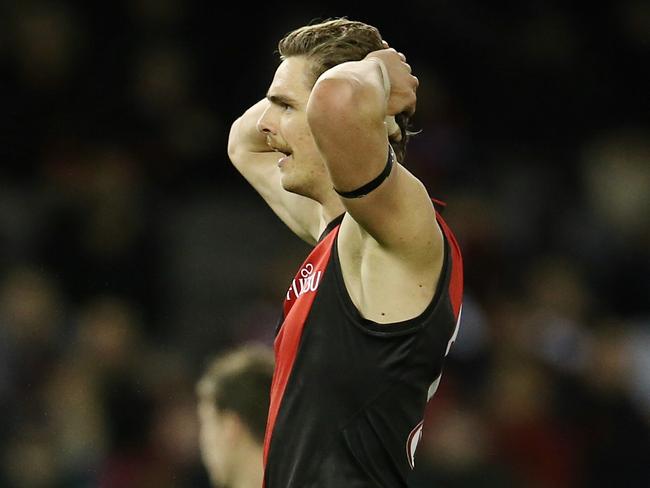 Joe Daniher misses a shot against the Saints. Picture: Michael Klein