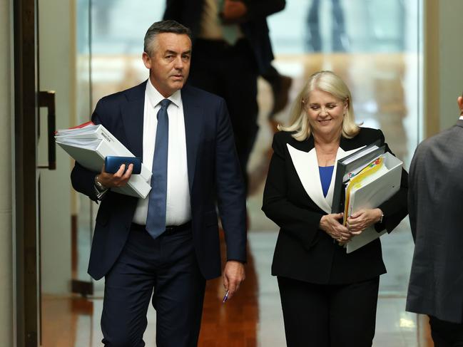 Darren Chester and Karen Andrews during Question Time in the House of Representatives. Picture: NCA NewsWire / Gary Ramage