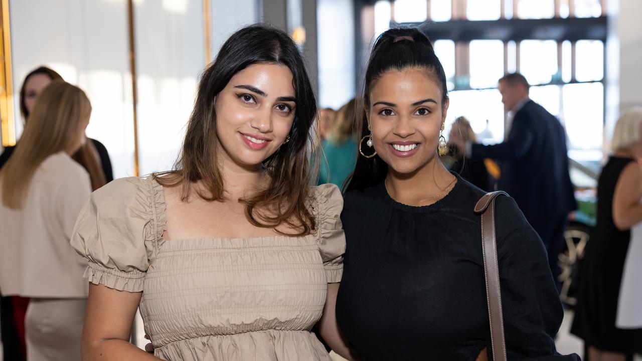 Hushing Mehta and Sanjana Bhatia at Fuelled by Fashion Porsche luncheon at the Langham Hotel Gold Coast. Photo: Celeste Humphrey