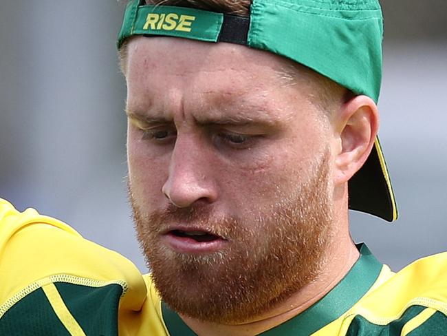 AUCKLAND, NEW ZEALAND - OCTOBER 29: Cameron Munster warms up during an Australia Kangaroos Rugby League training session at QBE Stadium on October 29, 2019 in Auckland, New Zealand. (Photo by Phil Walter/Getty Images)