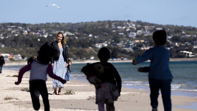 Sarah Game has focused children at Brighton Beach. Picture: Kelly Barnes