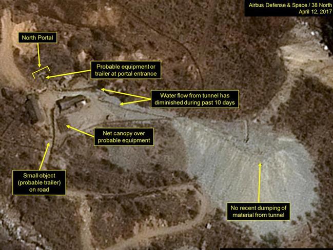 The Punggye-ri nuclear test site in North Korea is used to conduct nuclear tests. Picture: Pleaiades CNES/Airbus DS/38 North/Spot Image