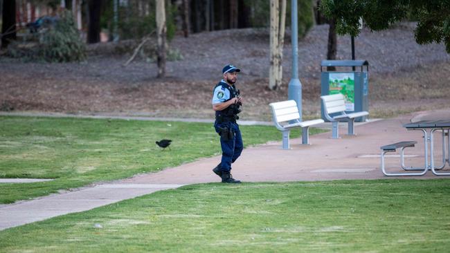 A 24-year-old man is recovering in hospital after he was stabbed multiple times in the back at Lake Woodcroft on Monday morning. Picture: Dean Asher