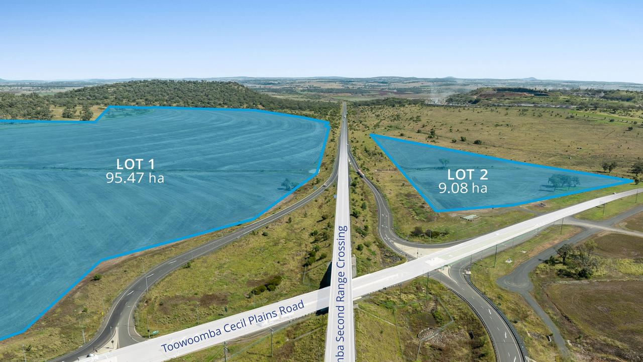 Two industrial and rural parcels along Toowoomba-Cecil Plains Road in Wellcamp have hit the market through Colliers. Pictures by Statik Illusions.