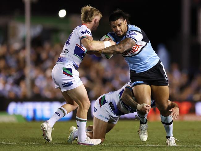 Sharks star Oregon Kaufusi could be forced out of Cronulla. Picture: Getty Images