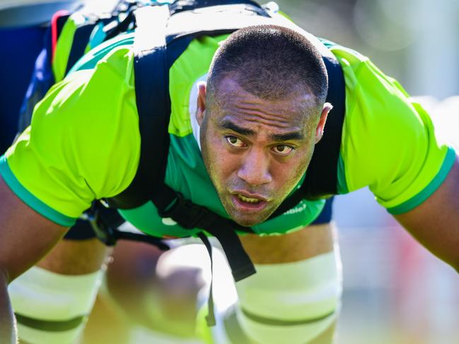 Qantas Wallabies training camp in Brisbane ahead of the first Mitsubishi Estate Ireland Series Test Match at Suncorp Stadium. Caleb Timu trains at Ballymore Stadium. Photo: RUGBY.com.au/Stuart Walmsley