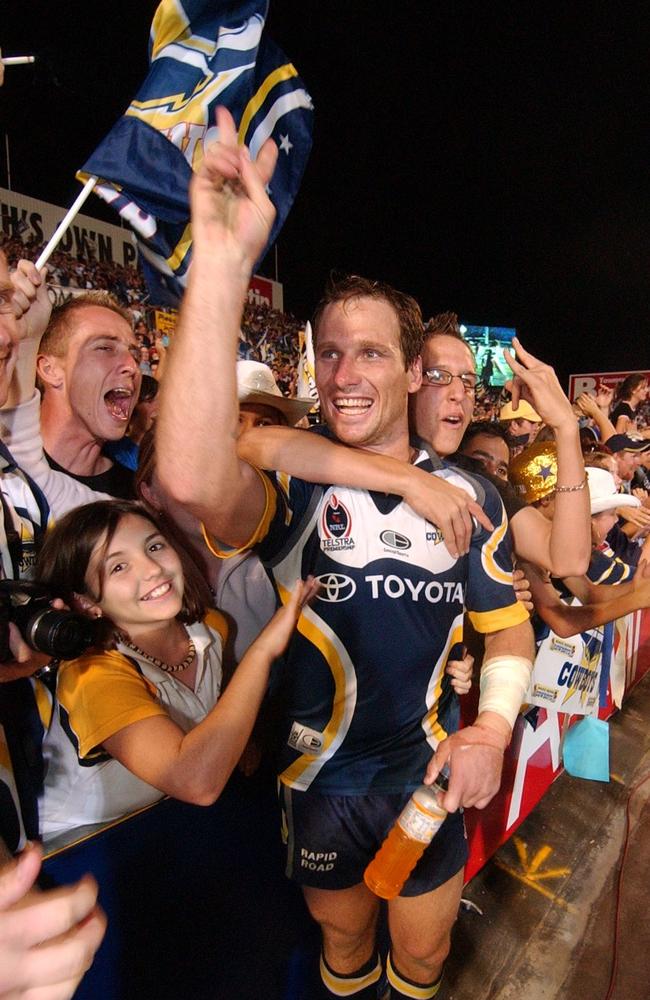 Paul Bowman celebrates. North Queensland Cowboys v Brisbane Broncos at Dairy Farmers Stadium,Townsville. Picture: Scott Radford-Chisholm
