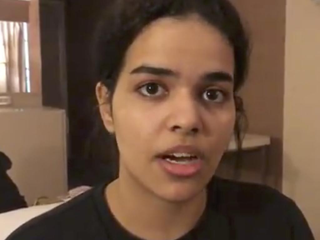 Rahaf Mohammed Alqunan is barricaded in a hotel room at Suvarnabhumi airport in Bangkok. She is fleeing abuse by her family and wants asylum in Australia. Picture: AP
