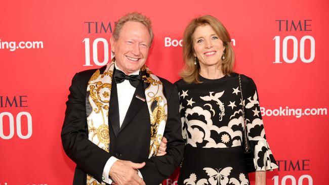 Andrew Forrest and Caroline Kennedy attend the TIME100 Gala in New York on April 24. Picture: Getty Images