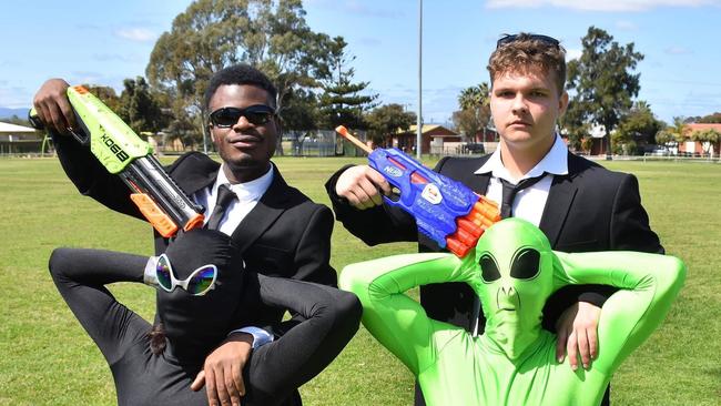 Ramblers players as Men in Black characters. Picture: Seaton Ramblers Football Club