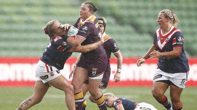 Steph Hancock playing for the Broncos in last year’s NRLW competition. Picture: Daniel Pockett/Getty Images.