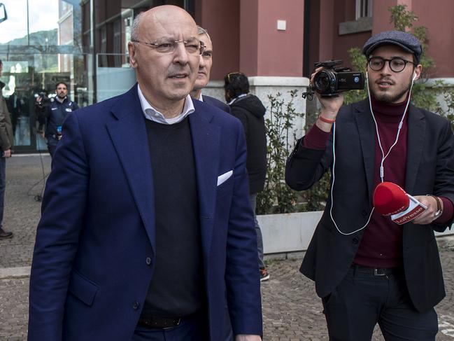 Inter Milan's CEO Giuseppe Marotta outside the Italian Soccer League's meeting about coronavirus in Rome. Picture: AP