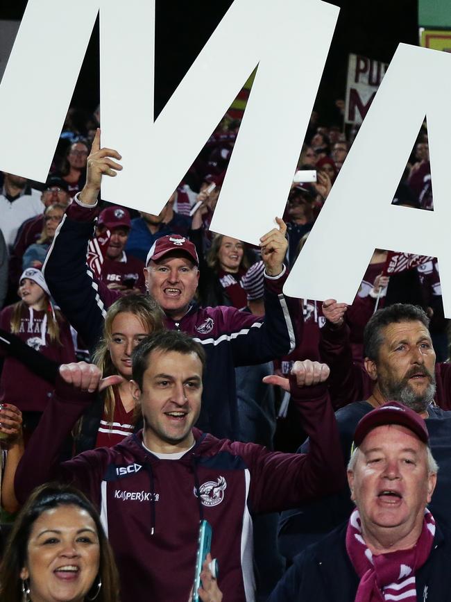 Sea Eagles fans at the NRL Elimination Final.