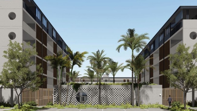 The development proposal at Pacific Paradise will include three buildings on the former lawn bowls site.