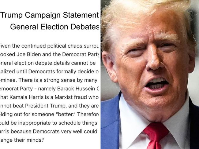 Donald Trump is backing away from the September debate, citing the Democrats' chaos.