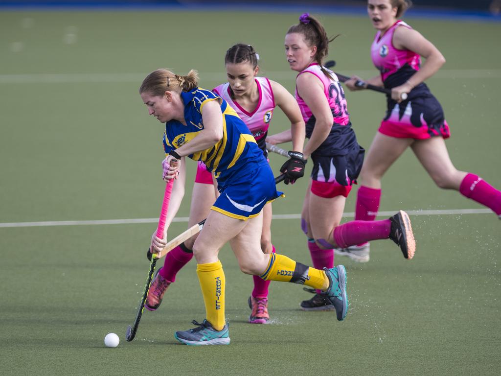 Emma McCulloch of Townsville against Toowoomba 2 in Hockey Queensland Championships at Clyde Park, Saturday, May 1, 2021. Picture: Kevin Farmer