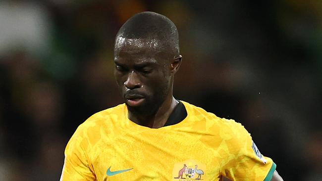 MELBOURNE, AUSTRALIA - NOVEMBER 14: Jason Geria of the Socceroos controls the ball during the Round 3 2026 FIFA World Cup AFC Asian Qualifier match between Australia Socceroos and Saudi Arabia at AAMI Park on November 14, 2024 in Melbourne, Australia. (Photo by Robert Cianflone/Getty Images)