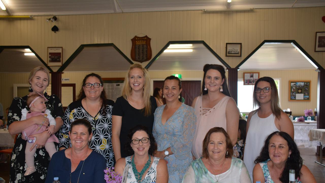 FRIENDS: (front row) Candace Braithwaite, Jacinda Simpkins, Kim Edgar and Helen Neilsen with (back row) Sam Ryan, Jessica O'Neill, Mia Dugdell, Jessica Simpkins, Emma Wilson and Jessica Gill at the Kumbia Kindy International Women's Day lunch on March 8, 2020. (Photo: Jessica McGrath)