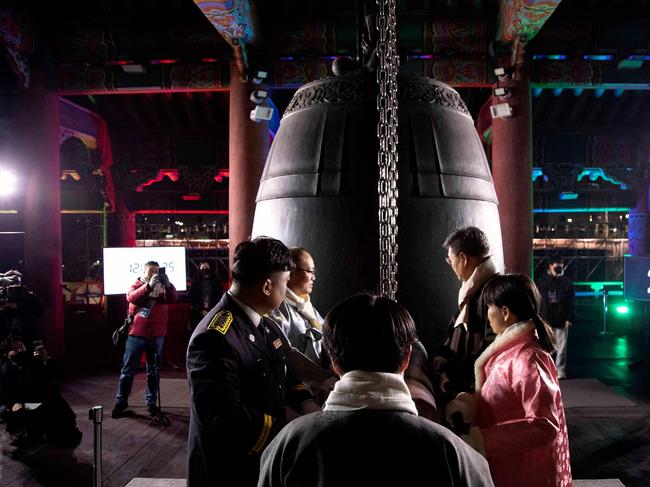 South Korea celebrated the new year with its first in-person bell-tolling ceremony in three years due to the pandemic. Picture: AFP